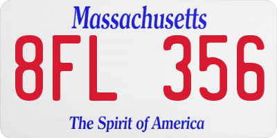 MA license plate 8FL356