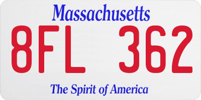 MA license plate 8FL362