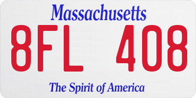 MA license plate 8FL408