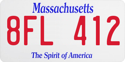 MA license plate 8FL412