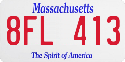 MA license plate 8FL413