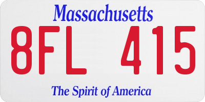 MA license plate 8FL415
