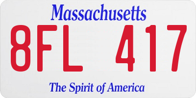 MA license plate 8FL417