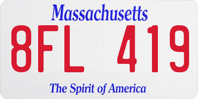 MA license plate 8FL419