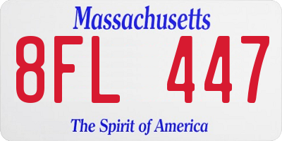 MA license plate 8FL447