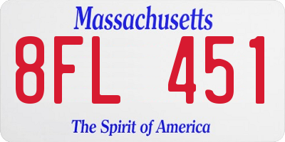 MA license plate 8FL451