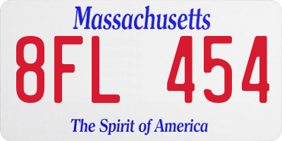 MA license plate 8FL454