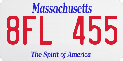 MA license plate 8FL455