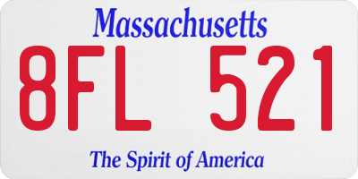 MA license plate 8FL521