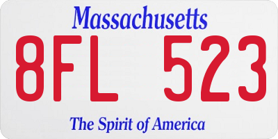 MA license plate 8FL523