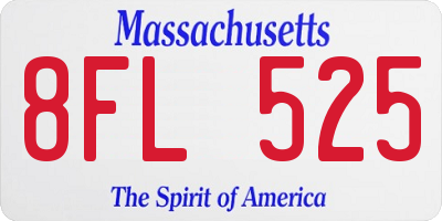MA license plate 8FL525