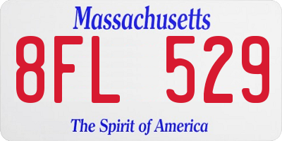 MA license plate 8FL529