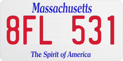 MA license plate 8FL531