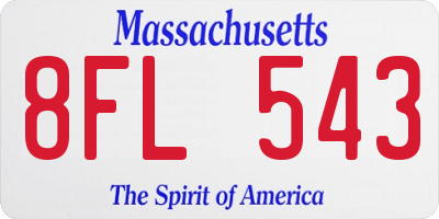 MA license plate 8FL543