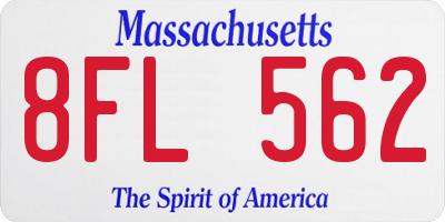 MA license plate 8FL562