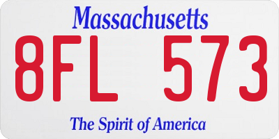 MA license plate 8FL573