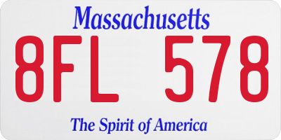 MA license plate 8FL578