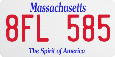 MA license plate 8FL585