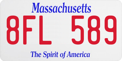 MA license plate 8FL589