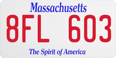 MA license plate 8FL603