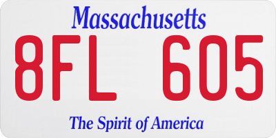 MA license plate 8FL605