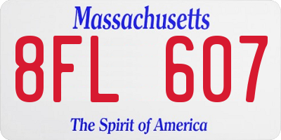 MA license plate 8FL607