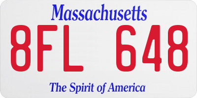 MA license plate 8FL648