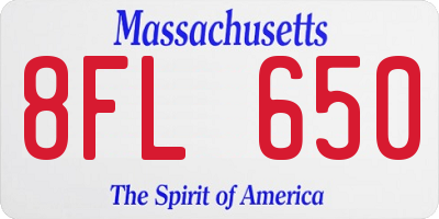 MA license plate 8FL650