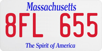 MA license plate 8FL655