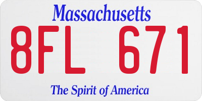 MA license plate 8FL671