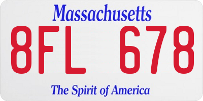 MA license plate 8FL678