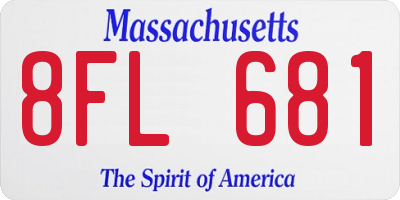 MA license plate 8FL681