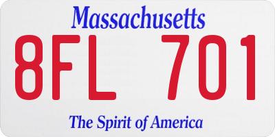 MA license plate 8FL701