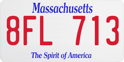 MA license plate 8FL713
