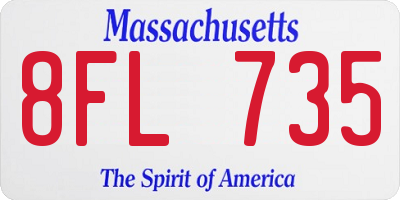 MA license plate 8FL735