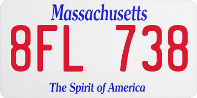 MA license plate 8FL738