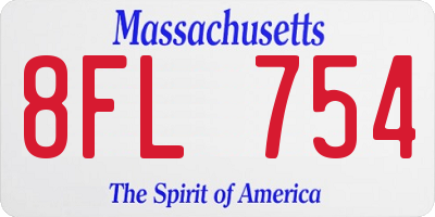 MA license plate 8FL754