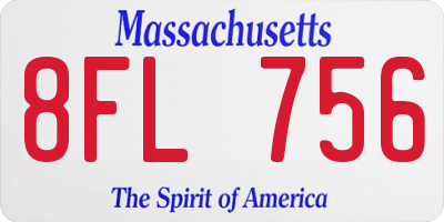 MA license plate 8FL756