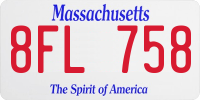 MA license plate 8FL758