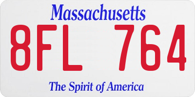 MA license plate 8FL764