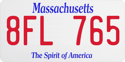 MA license plate 8FL765