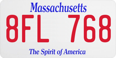 MA license plate 8FL768