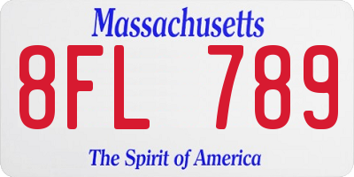 MA license plate 8FL789