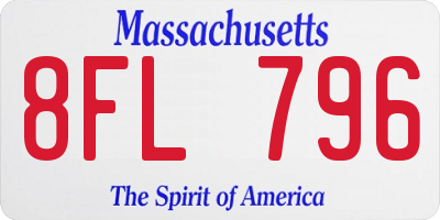 MA license plate 8FL796