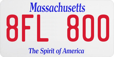 MA license plate 8FL800