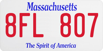 MA license plate 8FL807