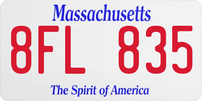 MA license plate 8FL835