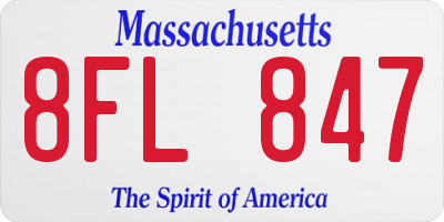 MA license plate 8FL847