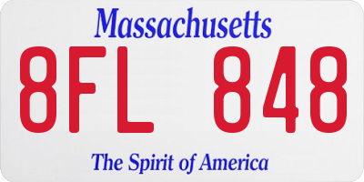 MA license plate 8FL848