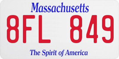 MA license plate 8FL849